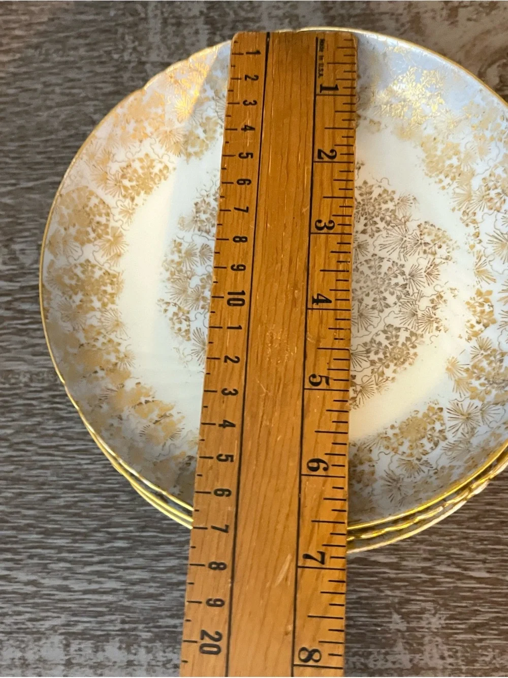 Antique Jean Pouyat Limoges Gold Chintz 6